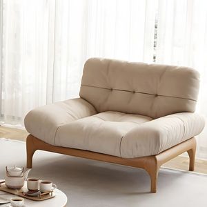 Sofá Individual de Lujo con Base de Madera, Cojín Grueso, Tapicería Suave, Diseño Moderno para Sala de Estar - Product Image 1