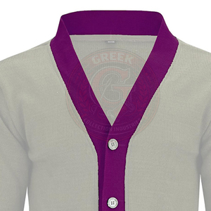 Cardigan en coton tricoté personnalisé pour sororité et fraternité, pull pour hommes et femmes, col en V, manches longues, broderie avec logo en lettres grecques - Product Image 5