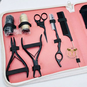 Professional Hair Extension Tool Kit – Pink Case Complete Salon Set with Micro Ring <b>Beads</b> Pliers <b>Needle</b> Threader Clips Scissors - Product Image 5