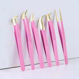 แหนบติดขนตา Diamond Grip สำหรับต่อขนตา สแตนเลสสตีล รับผลิตแบรนด์ส่วนตัว ขายส่ง แหนบปลายสีม่วงทอง ชุดแหนบติดขนตา - Product Image 1