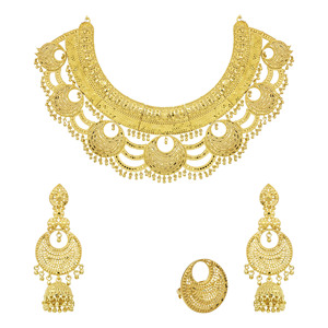 Wholesale 14K 18K 24K Gold Plated Bridal Set Traditional Turkish Design <b>Long</b> Fashion Heavy Dubai Style Gold <b>Necklace</b> Earrings - Product Image 1