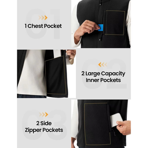 <b>Men's</b> Lightweight Fleece Vest Full Zip Insulated Waterproof Vintage Style Hooded Outdoor Hiking Warm <b>Thermal</b> Travel <b>Wear</b> - Product Image 2