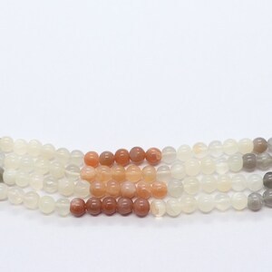 Perles rondes en pierre de lune naturelle multicolores 5,5-6 mm, perles rondes en pierre de lune multicolores 13 pouces pour bijoux - Product Image 5