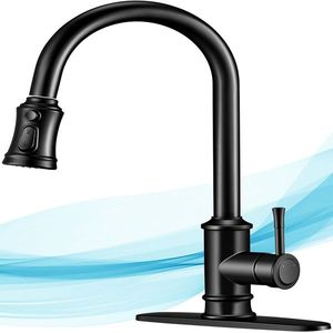 Rubinetto da Cucina in Ottone Massiccio Monocomando con Doccetta Estraibile a 3 Modalità, Rotazione a 360 Gradi, Piastra di Fissaggio a 1 o 3 Fori - Product Image 1