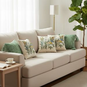 SOGA 5-Piece Green Decorative Pillowcase Set Sage Chevron Tassel and Botanical <b>Garden</b> <b>Cushion</b> <b>Covers</b> - Product Image 2