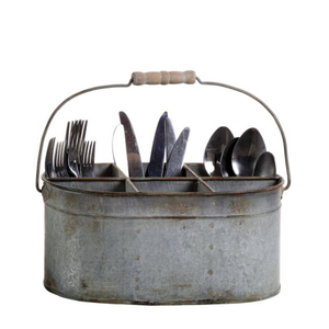 Porte-couverts galvanisé de qualité supérieure avec poignées latérales, organiseur de couverts en métal à 4 compartiments - Product Image 5