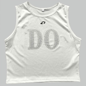 Camiseta sin mangas blanca acanalada con pedrería y estampado gráfico, ajuste ceñido, estilo urbano, moda casual para mujer, producción OEM al por mayor - Product Image 6
