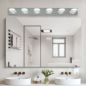 Sleek 45\" Modern 6-<b>Light</b> LED <b>Vanity</b> <b>Light</b> Chrome Wall Fixture for Bathroom <b>Mirror</b> & Shower Decor - Product Image 3