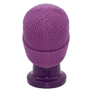 <b>Purple</b> Ribbed Knit Beanie <b>Hat</b> Unisex Adult Winter Warm Cuffed Skull Cap Soft Acrylic Stretch Casual Folded Beanie 56-58CM - Product Image 2