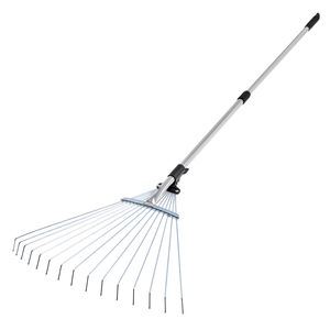 Rastrello per foglie in acciaio a 15 denti, resistente, con testa larga 7,5 pollici e manico lungo 32 pollici regolabile per prati - Product Image 6
