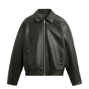 Veste en cuir véritable noir personnalisée de haute qualité pour hommes en faux cuir gaufré dans le Style Streetwear imperméable respirant - Product Image 1