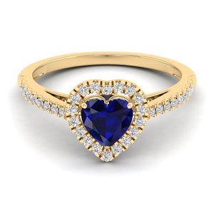 Bague de fiançailles REYES en or rose massif 14 carats de haute qualité, diamant certifié IGI, taille cœur, saphir bleu 0,75 carat, bijoux - Product Image 6