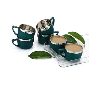 Tea Cups Set Coffee <b>Mug</b> Insulated Stainless Steel Inner Stylist <b>Double</b> <b>Wall</b> Cup Home Office Restaurant Tea <b>Mugs</b> Set of 6 - Product Image 1