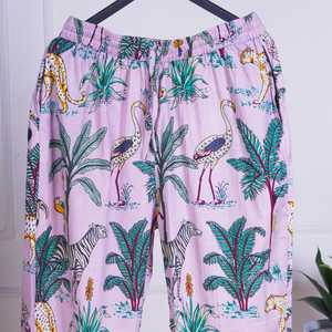 Conjunto de Pijama de Mujer con Rayas Verticales Florales, Ropa de Dormir de Algodón, Elegante Traje de Noche a Rayas, Camisa y Pantalones de Secado Rápido, Largo Completo - Product Image 2