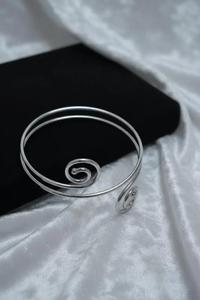 Silver Spiral Upper Arm Cuff Adjustable <b>Boho</b> Armlet Greek Goddess Arm Band Wire Swirl Minimalist Jewelry Festival Statement Gift - Product Image 4