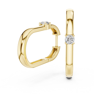 18K Yellow Gold Solitaire Round Lab Grown Diamond E VVS Elongated Oval Shaped Huggie <b>Hoop</b> <b>Earrings</b> Fine Jewelry OEM Manufacturer - Product Image 3