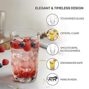 Juego de 6 vasos de vidrio transparente de 180 ml, aptos para congelador, sin plomo, aptos para lavavajillas, vasos cristalinos para jugo, leche, cócteles. - Product Image 5