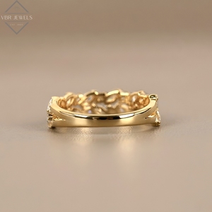 Anillo de Eternidad de Diamantes Marquise de Lujo en Oro Amarillo con Eslabones en Forma de Hoja, Joyería Nupcial para Mujer, Regalo de Aniversario - Product Image 4