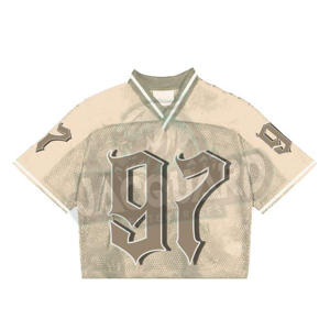 Maillots de football vintage personnalisés avec logo pour team building, coupe courte, imprimé lettres, en mesh, style boxy, pour activités extérieures - Product Image 2