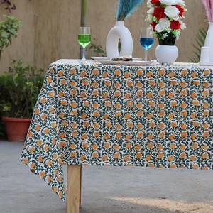 Wholesale Wedding Decoration Table Cloth for Events 100% Cotton Picnic <b>Tablecloths</b> Vintage Block Print <b>Rectangle</b> Table Cover - Product Image 1