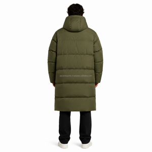 <b>Men</b> <b>Long</b> Puffer <b>Coat</b> Casual Winter Jacket Thick <b>Padding</b> High Collar Zip Front Outdoor Clothing Factory Direct Supply - Product Image 2