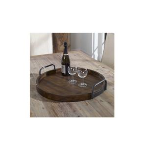 Bandeja Redonda Multifuncional Vintage de Melamina para Servir, Utensilios de Cocina para el Hogar, Bandeja de Almacenamiento 100% de Madera Natural, para Usar en la Mesa de Boda - Product Image 3