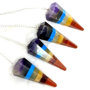 Péndulo de radiestesia pulido curativo de 7 Chakras hecho a mano de alta calidad para intenciones de amor, alineación de energía y pantalla de decoración - Product Image 1