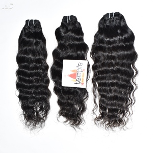 Máquina de doble trama sin procesar 100% Paquete de templo ondulado indio tejido Procesamiento de ondas profundas extensiones de cabello humano sin ondas - Product Image 3