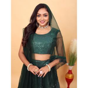 Handmade Designer A-Line <b>Lehenga</b> Choli for Parties Beautiful Zari Work <b>Crop</b> <b>Top</b> Natural Waistline - Product Image 4