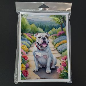 Whimsical A7 Tamaño 5x7 English Bulldog Spring Path Tarjetas de notas en blanco Paquete de 8 con sobres Tarjetas de felicitación - Product Image 3