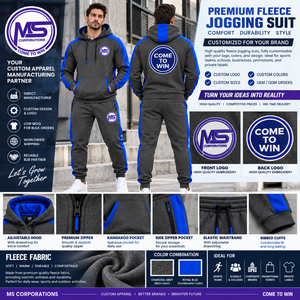 Ensemble de survêtement 2 en 1 pour homme en molleton de coton, streetwear d'hiver, sweat à capuche zippé et pantalon de jogging, logo brodé, pour adultes - Product Image 6