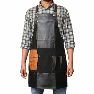 Tablier de coiffeur professionnel en coton, à bretelles croisées, multi-poches, sangle réglable, tenue de travail pour coiffeur et styliste - Product Image 1