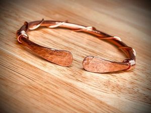 Handmade Twisted Stone Cuff Bracelet with Jasper and <b>Tree</b> of Life Pattern for Wedding - Product Image 4