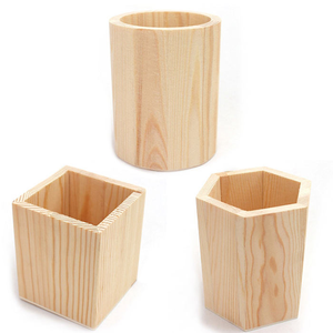 Organisateur de bureau en bois rond ou carré avec impression de logo personnalisé, design élégant et tendance, porte-crayons, accessoires de bureau, porte-stylos - Product Image 4