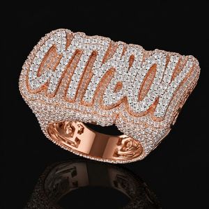 Bague en Moissanite Plaqué Or Rose avec Lettre, Style Hip Hop, Personnalisable, pour Cocktail, Mariage, Bijou Initial - Product Image 2