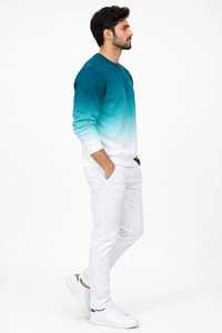 ONETEN APPARELS <b>Men's</b> Gradient Color Sweatshirt O-Neck Pullover Casual Top - Product Image 2