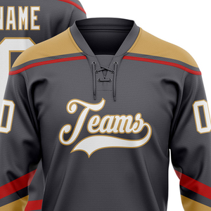 Custom Hockey Jersey Team Shirt 100% Polyester Casual Long <b>Sleeve</b> Sportswear Pullover Top With Personalized Design For Team Wear - Product Image 3