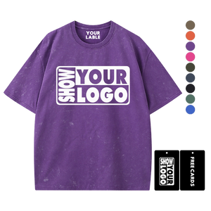 Etiquetas OEM Gratuitas con Impresión de su Logotipo, Camisetas Lavadas de 230 g/m² para Hombre y Mujer, Impresión Personalizada con su Logotipo o Diseños - Product Image 1