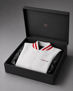 <b>Men</b> <b>White</b> Varsity <b>Jacket</b> With Black PU Leather Sleeves Embroidered Logo Front Button Closure Casual Autumn Wear Varsity <b>jacket</b> - Product Image 6