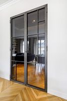 Porte en acier et verre de luxe avec design français, ouverture manuelle pour villas, appartements, hôtels