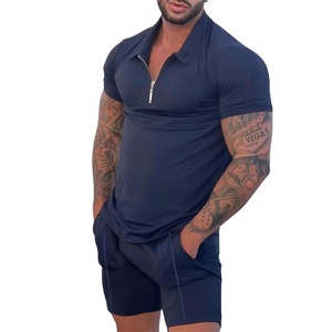 Ensemble polo et short blancs pour homme, vêtements décontractés d'été, respirants, en coton et élasthanne tricoté - Product Image 3