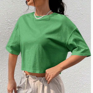 เสื้อยืดครอปท็อปผู้หญิงสำหรับใส่ลำลองช่วงฤดูร้อน คุณภาพสูง เป็นมิตรกับสิ่งแวดล้อม ผลิตจากผ้าฝ้าย 100% ระบายอากาศได้ดี  สั่งซื้อขั้นต่ำน้อย - Product Image 4