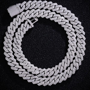 Collar de Plata 925 para Hombre, Estilo HipHop, con Cadena Cubana y Diamantes Redondos Brillantes Cultivados en Laboratorio - Product Image 2