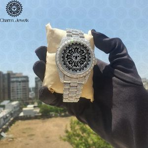 Charm_Jewels Luxury <b>Diamond</b> <b>Watch</b> 40mm Round Analog Quartz Stainless Steel Band Folding Clasp Luminous Sapphire Crystal - Product Image 1