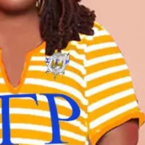 เดรสลำลองไซส์ใหญ่ลายทางคอวี Sigma Gamma Rho แบบสั้น แขนสั้นสำหรับผู้หญิง แฟชั่นลำลอง สั่งทำได้ OEM ODM - Product Image 4
