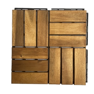Dalles de terrasse en bois d'acacia vietnamien antidérapantes et imperméables, à emboîtement, 30x30x2,4 cm, revêtement de sol extérieur - Product Image 1
