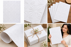 Hojas de Papel Hechas a Mano con Estampado Floral Blanco Premium para Invitaciones de Boda, Envoltura de Regalos, Manualidades, Creación de Tarjetas - Product Image 5