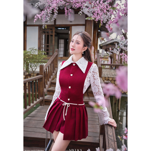 จั๊มสูทผู้หญิง ODM OEM รุ่น ASHLEY ผ้าโพลีเอสเตอร์ 100% แขนกุด ความยาวระดับเข่า เอวสูง สายรัดถัก จับจีบ ติดกระดุม ป้องกันขนร่วง ป้องกันไฟฟ้าสถิต - Product Image 2