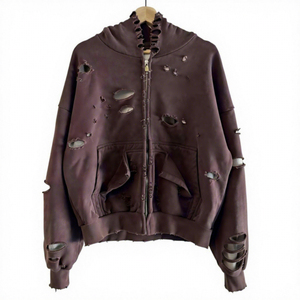 Sudadera con capucha extragrande con cremallera, diseño de corte sólido, unisex, largo regular, estilo gótico, tejida, 100% algodón, ecológica - Product Image 4