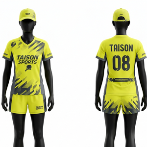Uniforme de tennis en polyester et élasthanne de qualité supérieure 180 GSM, jaune fluo avec panneaux gris, impression par sublimation, broderie, logo personnalisé - Product Image 1
